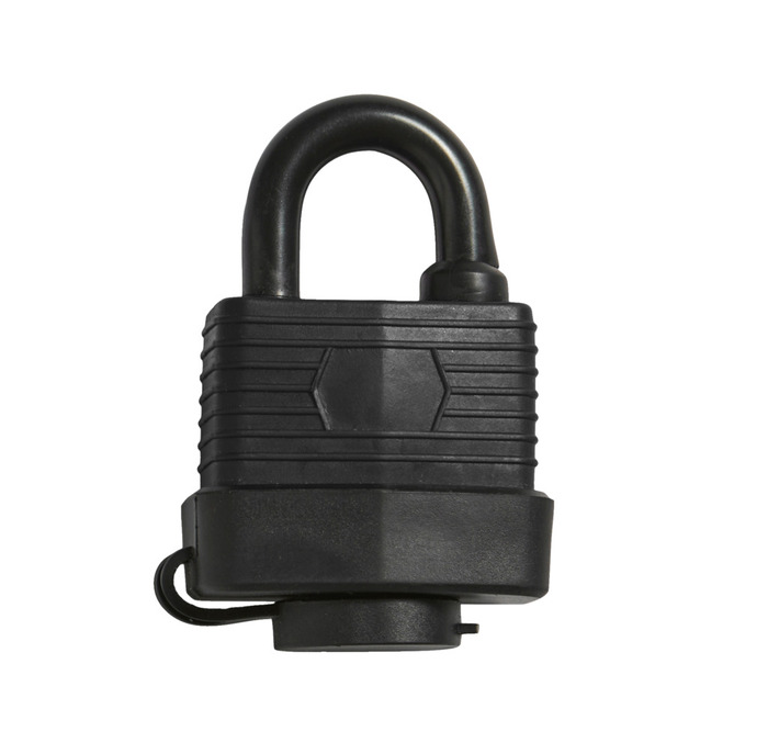 Hængelås m/to nøgler 45 mm sort plastikcover